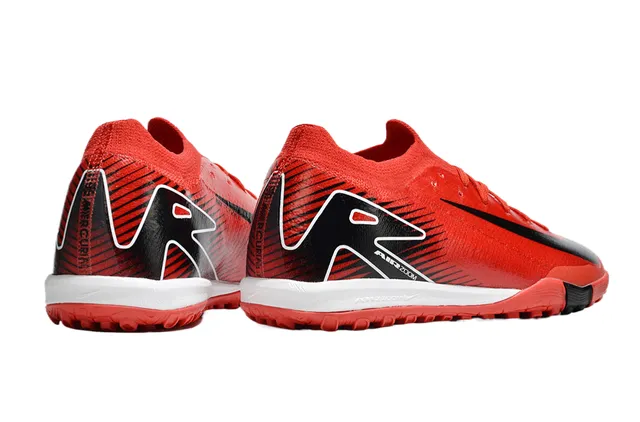 Nike Red Black Low-Cut Sock-Fit Upper Asymmetrical Graphic Cage Turf Soccer Shoes 5