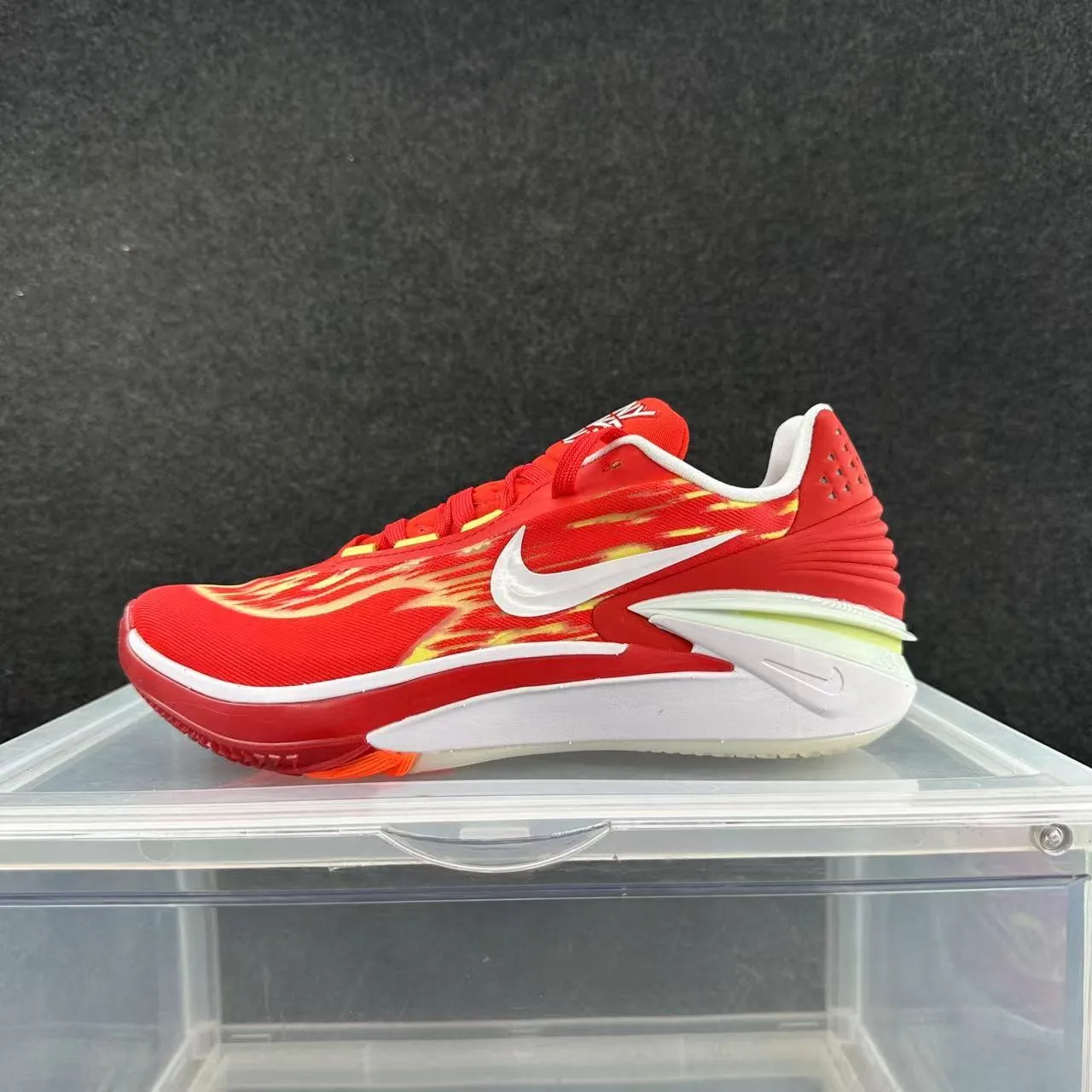 Nike Red Yellow Flame-Print Sculpted Midsole Basketball Shoes 2