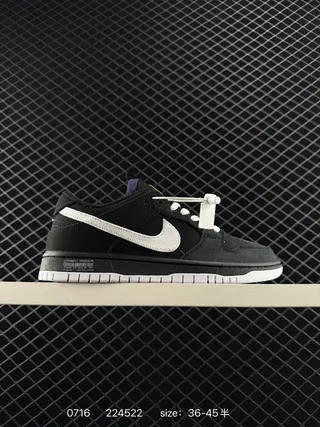 Nike SB Dunk Low Black White Canvas Skateboard Shoes 2