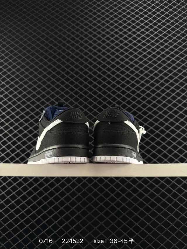 Nike SB Dunk Low Black White Canvas Skateboard Shoes 4
