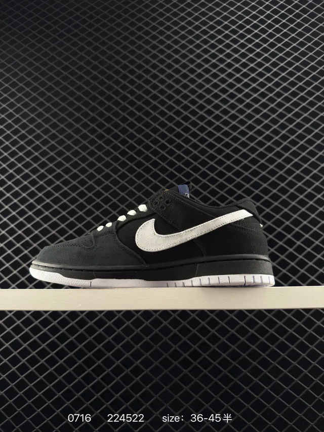 Nike SB Dunk Low Black White Canvas Skateboard Shoes 6