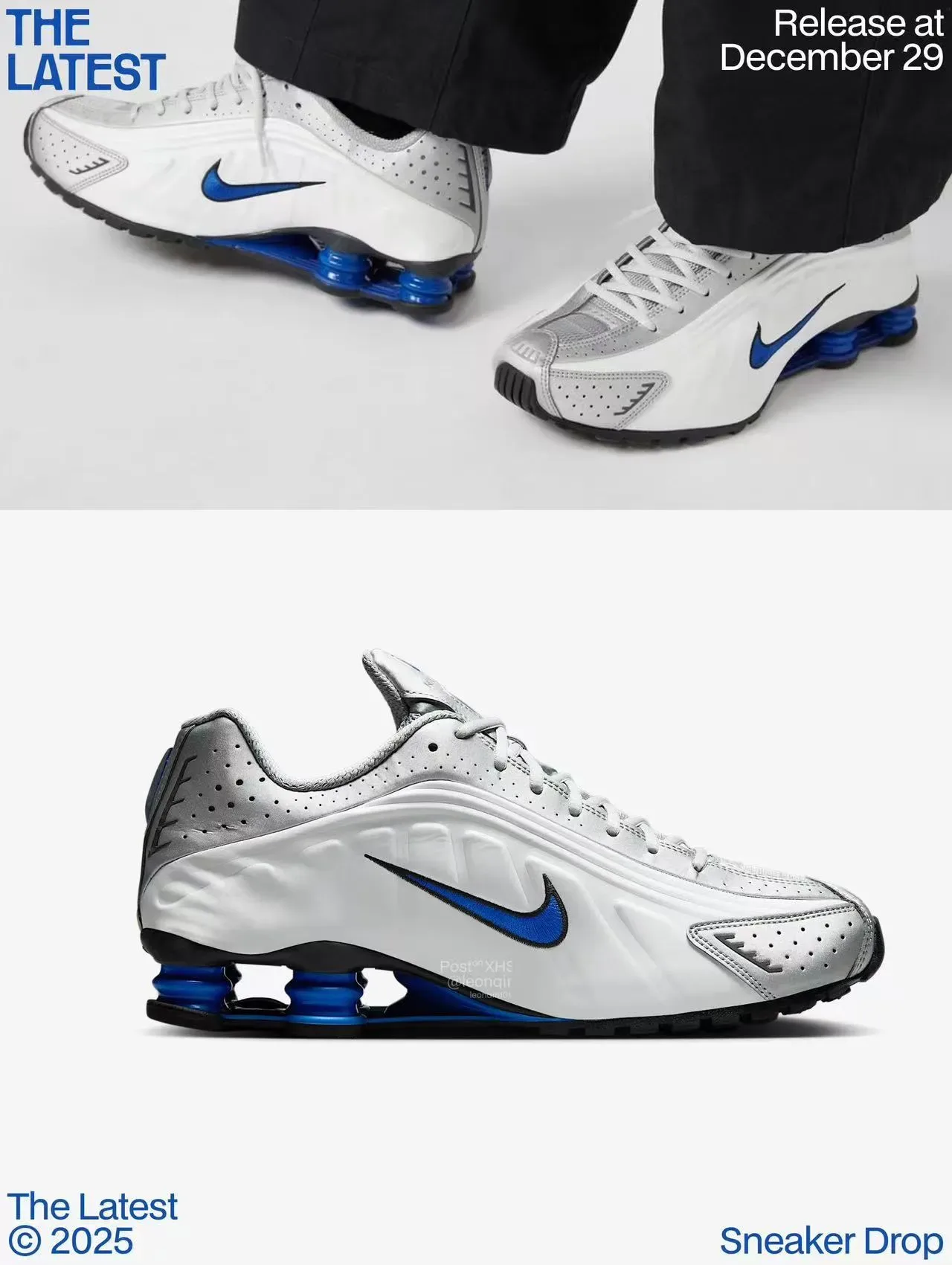 Nike Shox NZ White Gray Blue Lifestyle Sneakers 6