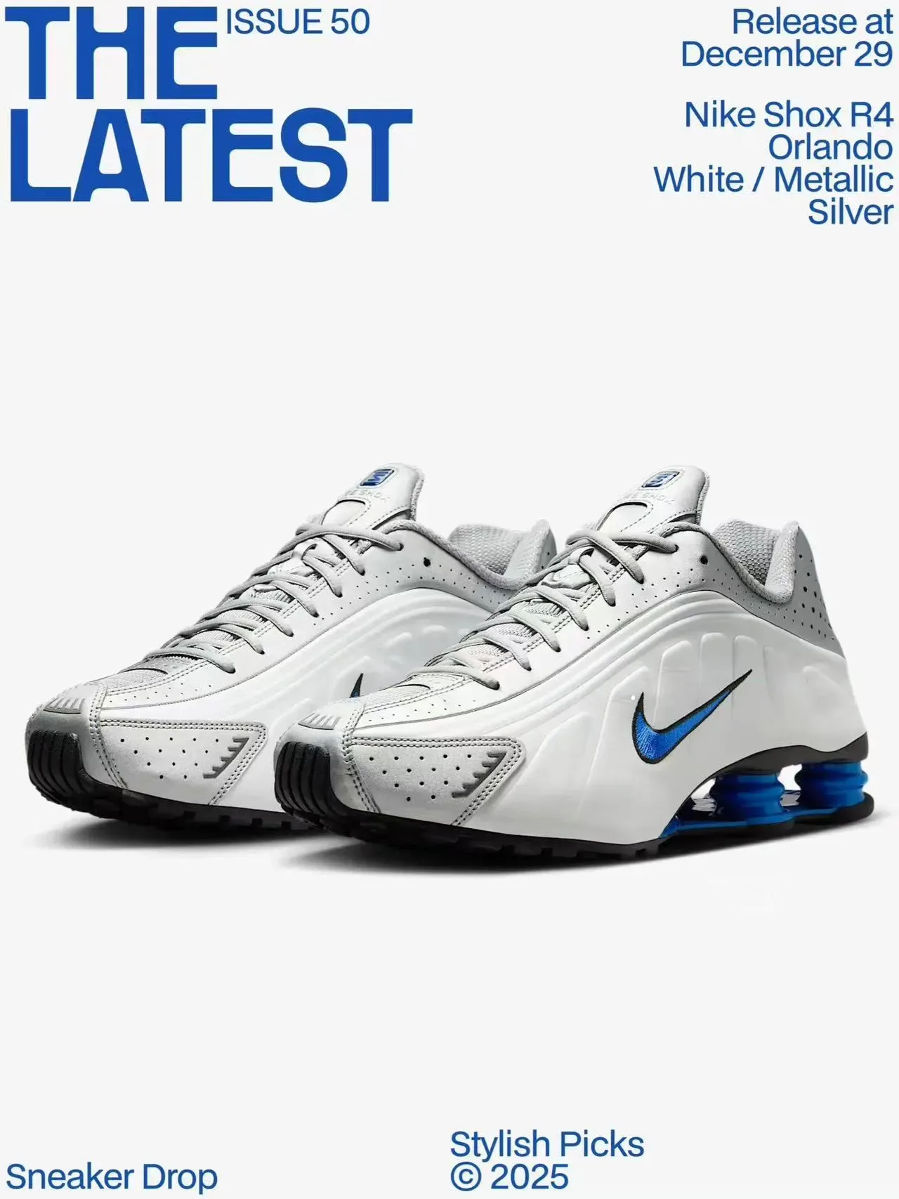 Nike Shox NZ White Gray Blue Lifestyle Sneakers 8