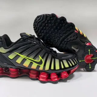 Nike Shox TL 渐变条纹 黑红霓虹绿 生活运动鞋