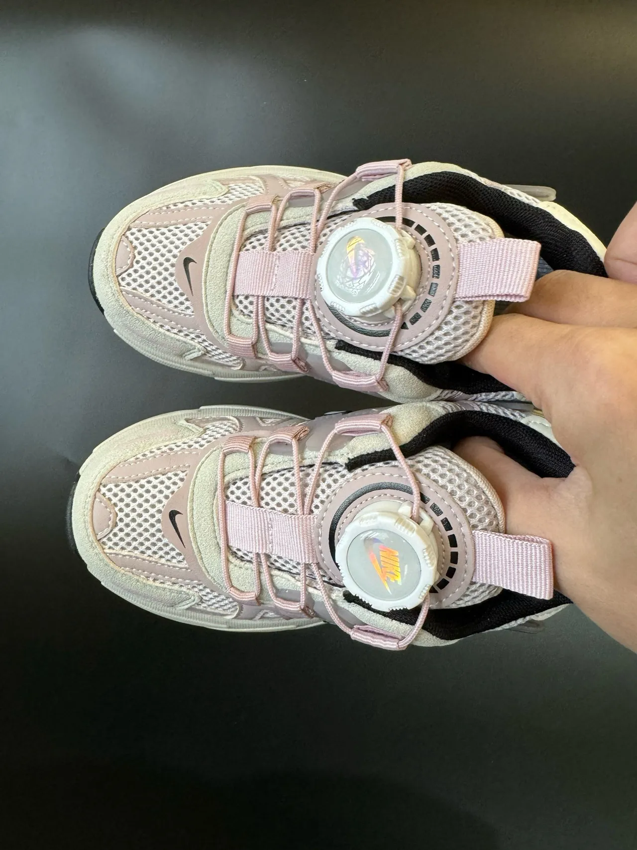 Nike Silver Beige Laceless Dial-Closure System Metallic Mesh Upper Chunky Sneakers 18