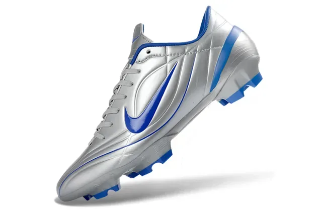 Nike Silver Blue Metallic Empeigne Synthétique Royal Swoosh Et Trim Firm-Ground Chaussures De Football 3