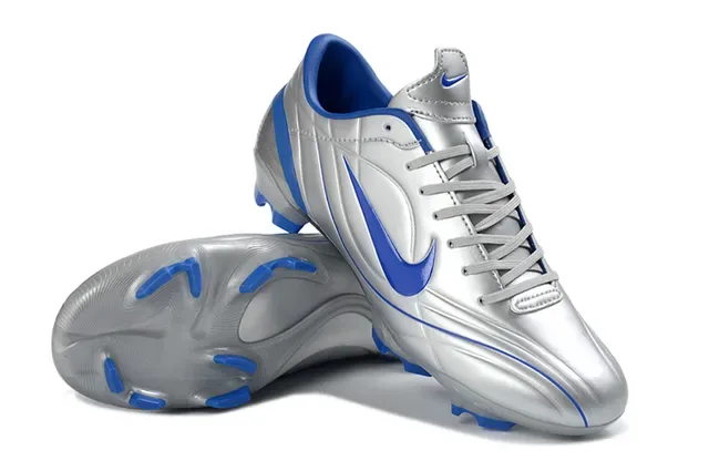 Nike Silver Blue Metallic Empeigne Synthétique Royal Swoosh Et Trim Firm-Ground Chaussures De Football 4