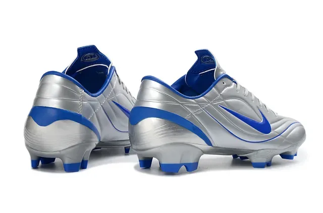 Nike Silver Blue Metallic Empeigne Synthétique Royal Swoosh Et Trim Firm-Ground Chaussures De Football 5