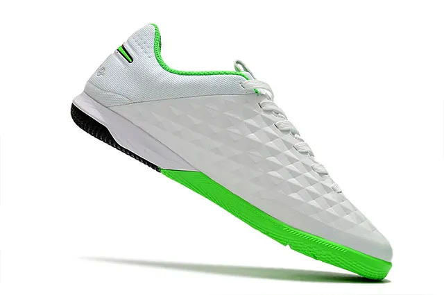 Nike Tiempo Legend Azul Verde Superior Matelassada em Diamante Painel Lateral Perfurado Sapatos de Futebol Indoor 8