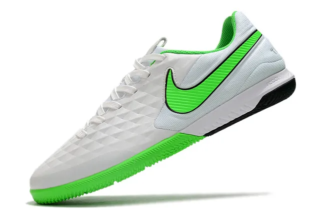 Nike Tiempo Legend Azul Verde Superior Matelassada em Diamante Painel Lateral Perfurado Sapatos de Futebol Indoor 9