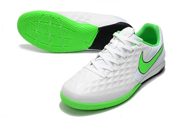 Nike Tiempo Legend Azul Verde Superior Matelassada em Diamante Painel Lateral Perfurado Sapatos de Futebol Indoor 10