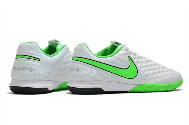Nike Tiempo Legend Azul Verde Superior Matelassada em Diamante Painel Lateral Perfurado Sapatos de Futebol Indoor 11