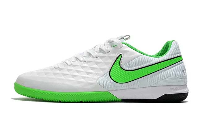 Nike Tiempo Legend Azul Verde Superior Matelassada em Diamante Painel Lateral Perfurado Sapatos de Futebol Indoor 14