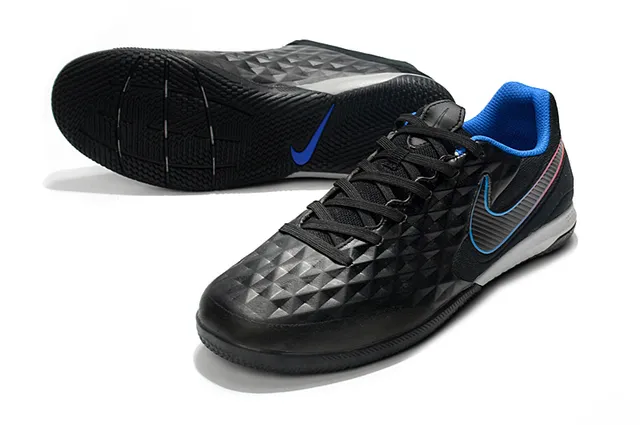 Nike Tiempo Legend Azul Verde Superior Matelassada em Diamante Painel Lateral Perfurado Sapatos de Futebol Indoor 17