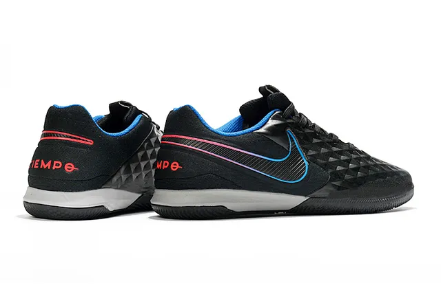 Nike Tiempo Legend Azul Verde Superior Matelassada em Diamante Painel Lateral Perfurado Sapatos de Futebol Indoor 18