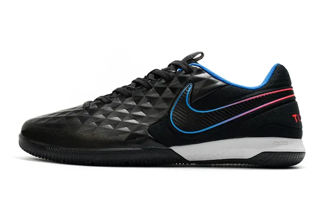 Nike Tiempo Legend Azul Verde Superior Matelassada em Diamante Painel Lateral Perfurado Sapatos de Futebol Indoor 21