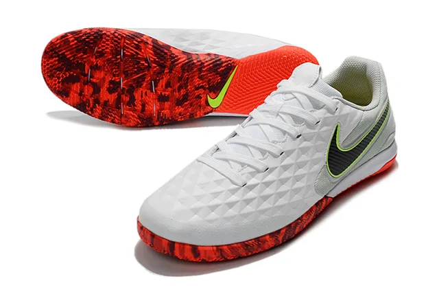 Nike Tiempo Legend Azul Verde Superior Matelassada em Diamante Painel Lateral Perfurado Sapatos de Futebol Indoor 24