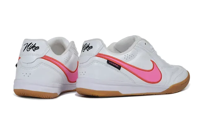 Nike Tiempo White Pink Leather Upper Low-Top Silhouette Indoor Soccer Shoes 5