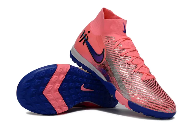 Nike Vapor Rosa Azul Alto Collar Flyknit Superior Césped Zapatos de Fútbol 2
