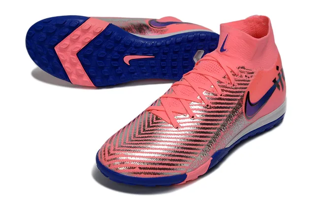 Nike Vapor Rosa Azul Alto Collar Flyknit Superior Césped Zapatos de Fútbol 3