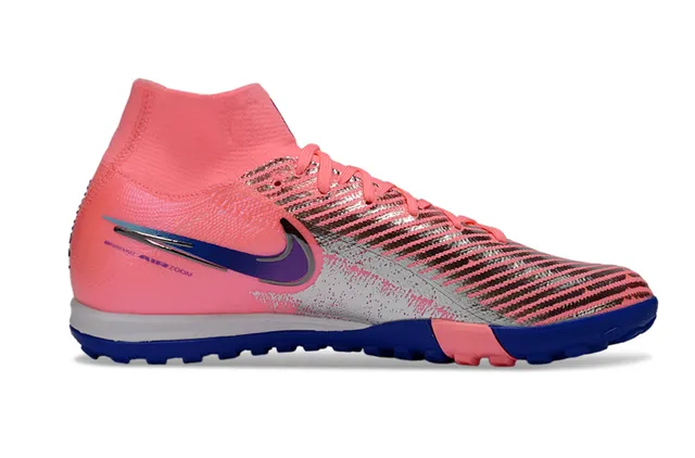 Nike Vapor Rosa Azul Alto Collar Flyknit Superior Césped Zapatos de Fútbol 5