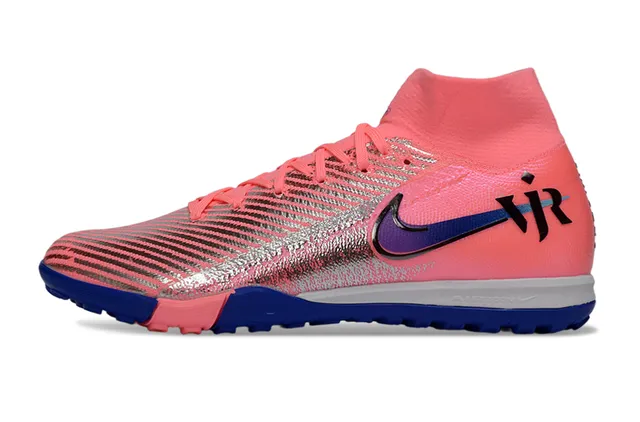 Nike Vapor Rosa Azul Alto Collar Flyknit Superior Césped Zapatos de Fútbol 6
