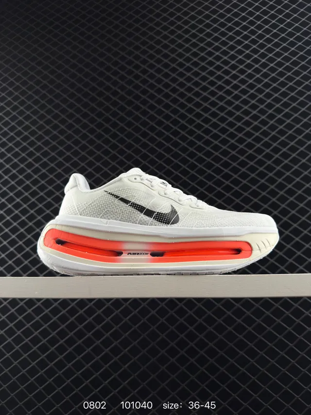 Nike VOMERO PREMIUM Tênis de Corrida Branco Vermelho Malha Superior Comprimento Total Visível Unidade Air Zoom 6
