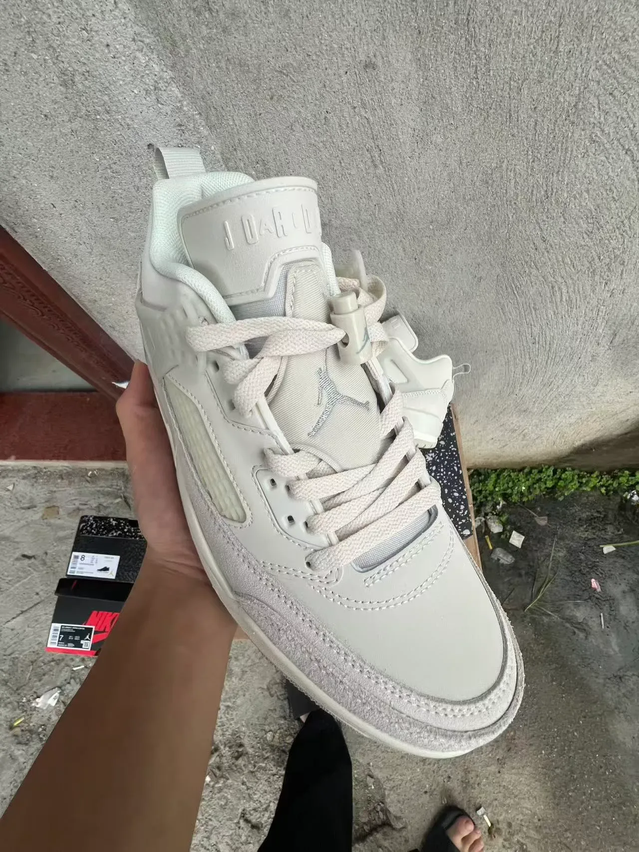 Nike White Beige High-Top Cage-Overlay Lifestyle Sneakers 2