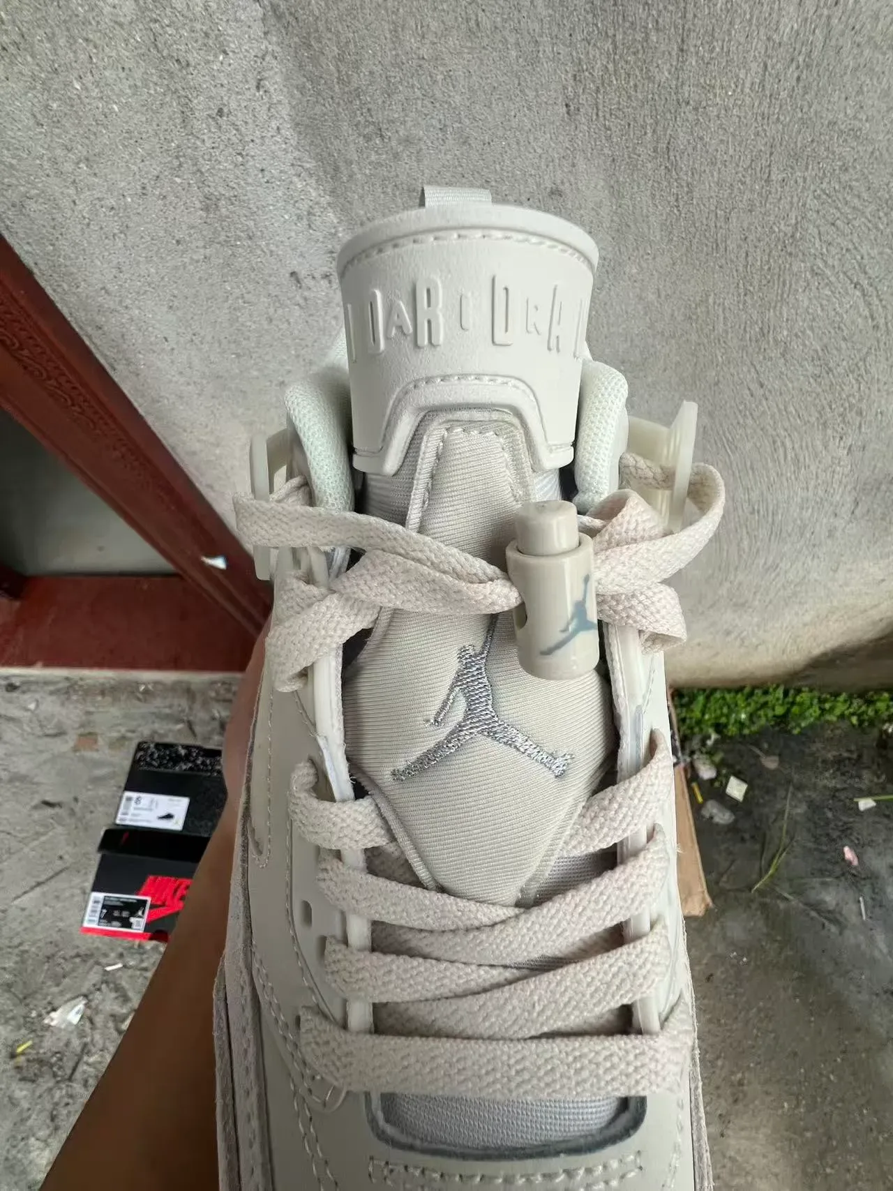 Nike White Beige High-Top Cage-Overlay Lifestyle Sneakers 4