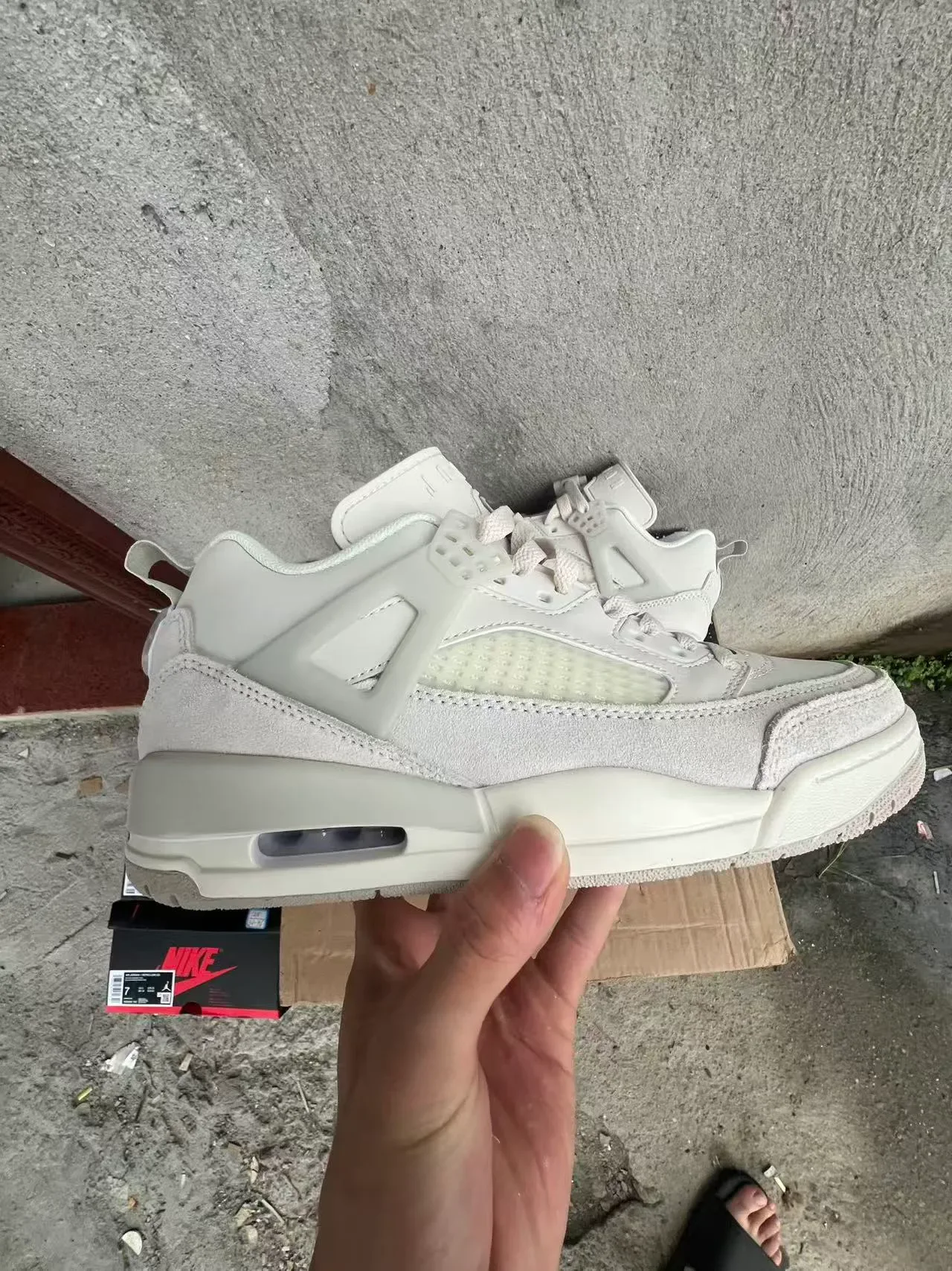 Nike White Beige High-Top Cage-Overlay Lifestyle Sneakers 7