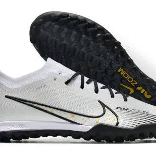 Nike White Black Flyknit Upper Swoosh Overlay Turf Soccer Shoes