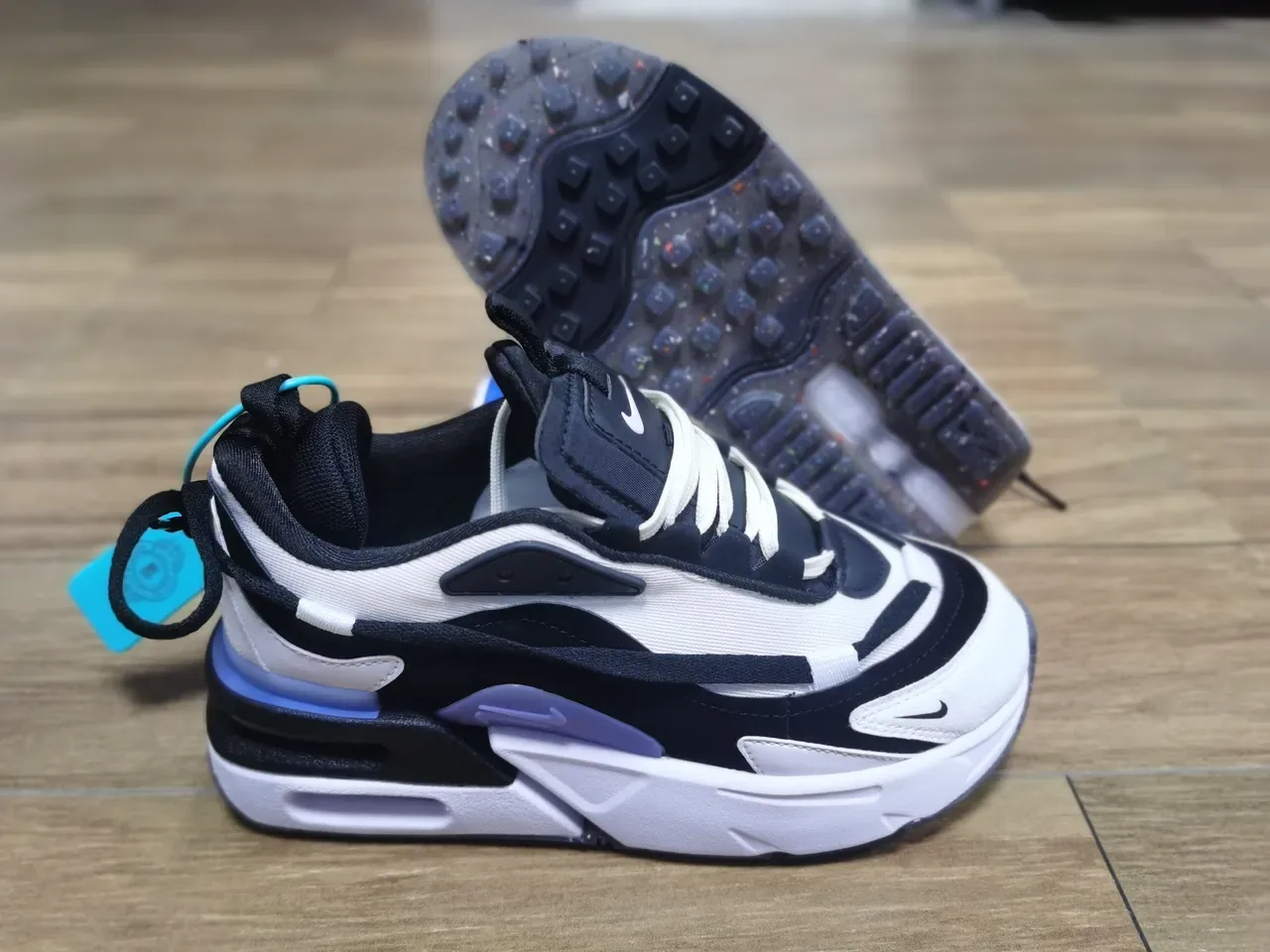 Nike White Black Layered Synthetic Cage Wave-Contoured Midsole Lifestyle Sneakers 4