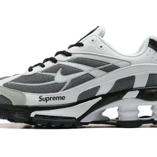Nike White Black Mesh And Synthetic Overlay Visible Shox Columns Lifestyle Sneakers