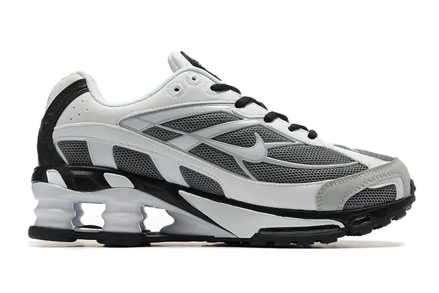 Nike White Black Mesh And Synthetic Overlay Visible Shox Columns Lifestyle Sneakers 5