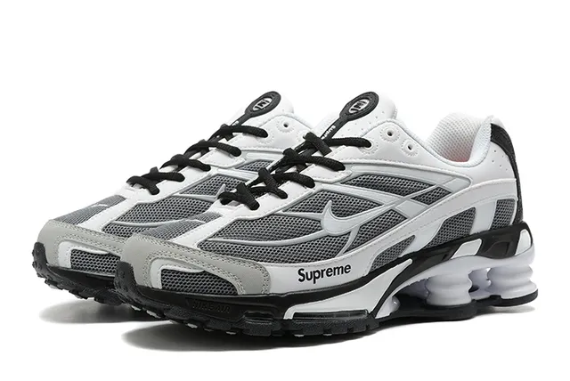 Nike White Black Mesh And Synthetic Overlay Visible Shox Columns Lifestyle Sneakers 6