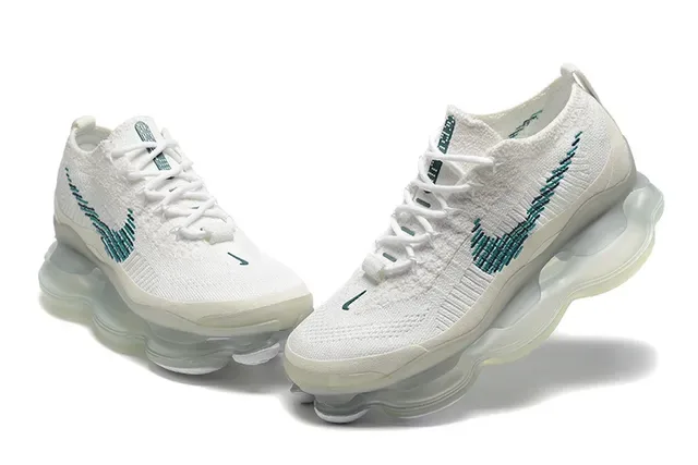 Nike Branco Azul Flyknit Upper Unidade de Ar Visível de Comprimento Completo Lifestyle Sneakers 3