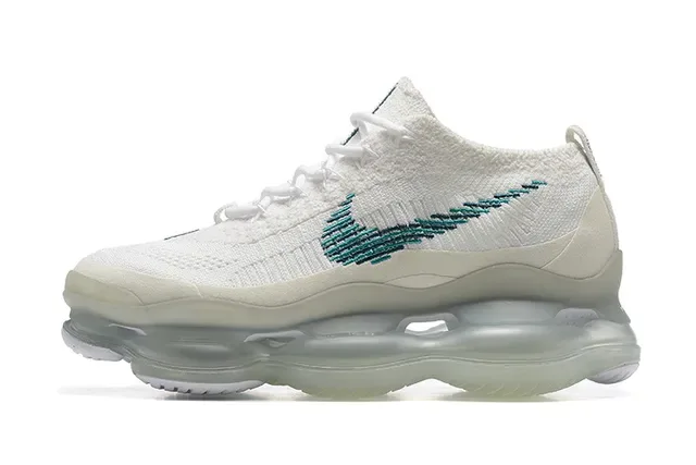 Nike Branco Azul Flyknit Upper Unidade de Ar Visível de Comprimento Completo Lifestyle Sneakers 4
