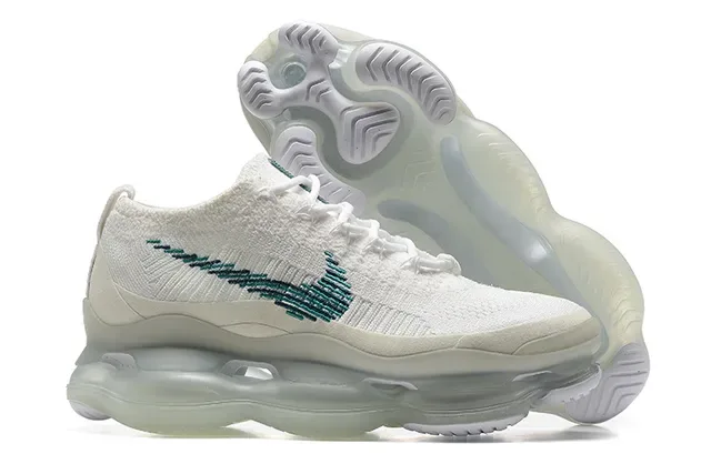 Nike Branco Azul Flyknit Upper Unidade de Ar Visível de Comprimento Completo Lifestyle Sneakers 6