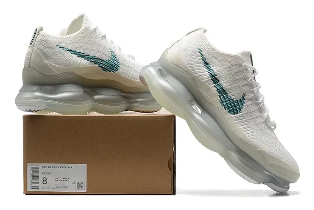 Nike Branco Azul Flyknit Upper Unidade de Ar Visível de Comprimento Completo Lifestyle Sneakers 8