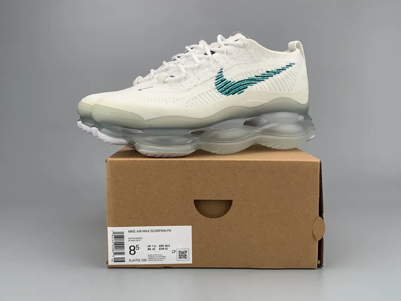 Nike Branco Azul Flyknit Upper Unidade de Ar Visível de Comprimento Completo Lifestyle Sneakers 9