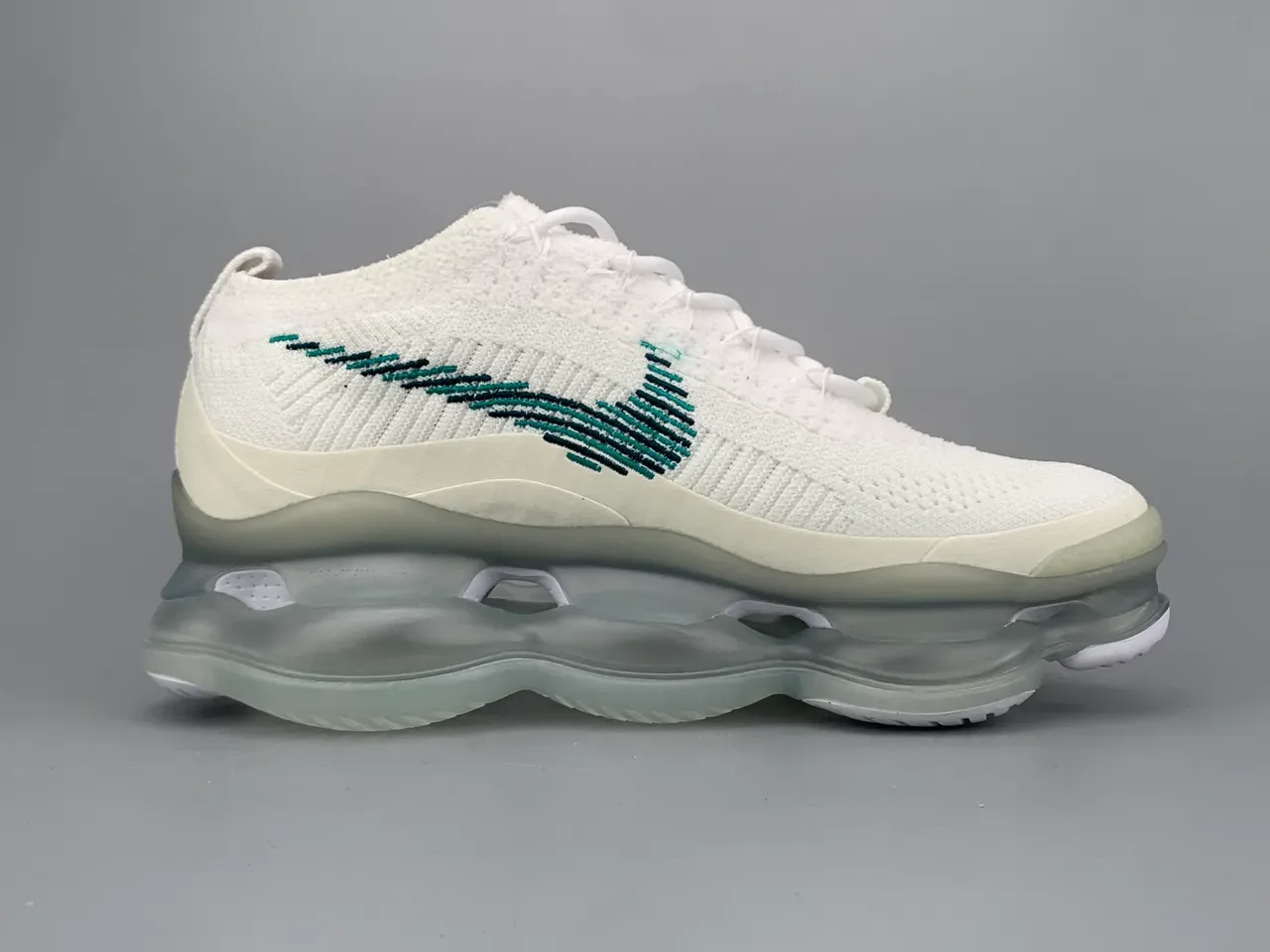 Nike Branco Azul Flyknit Upper Unidade de Ar Visível de Comprimento Completo Lifestyle Sneakers 17
