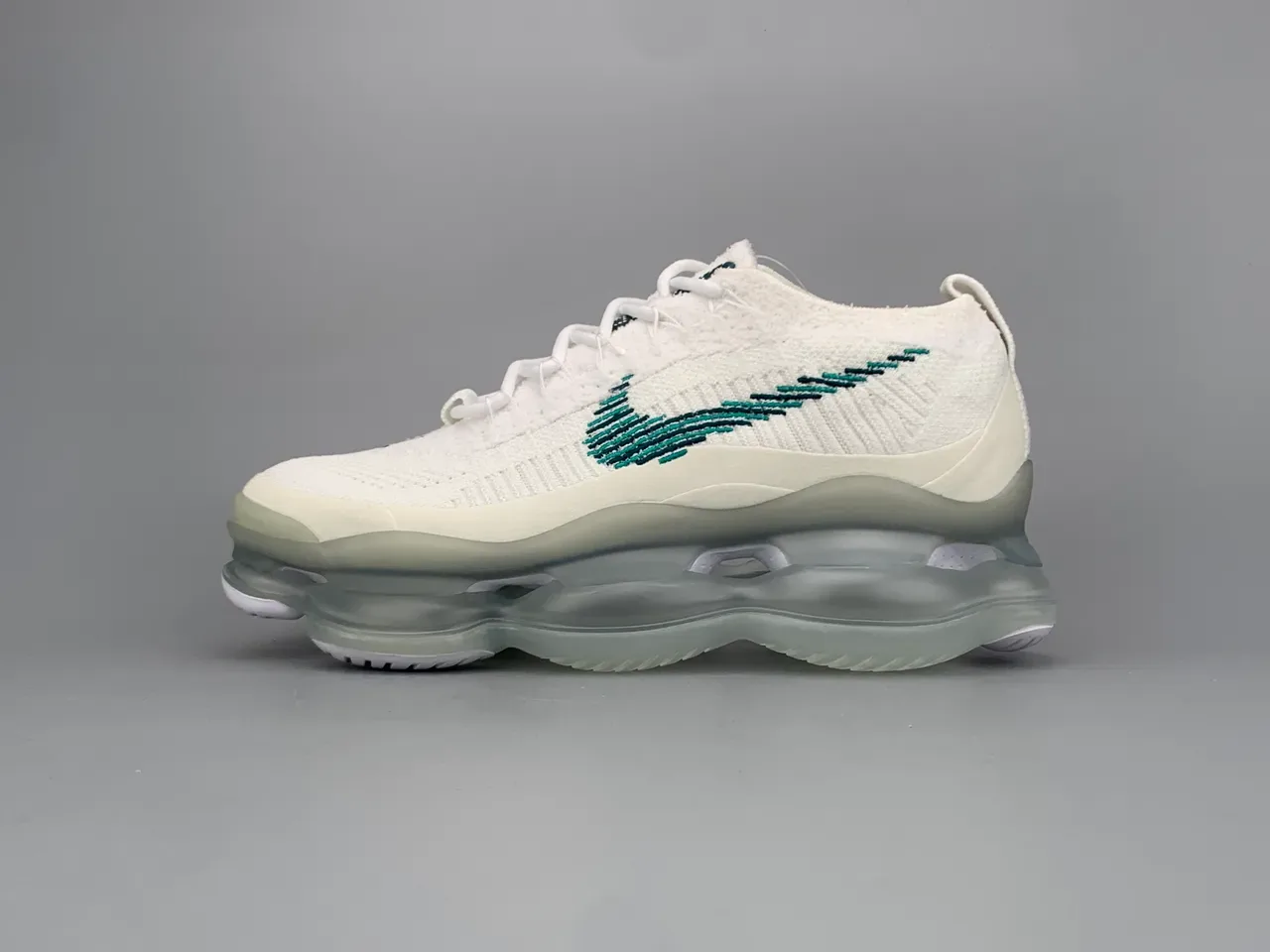 Nike Branco Azul Flyknit Upper Unidade de Ar Visível de Comprimento Completo Lifestyle Sneakers 18