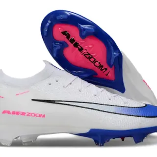 Nike White Blue Flyknit Upper Low-Cut Sock-Fit Collar Firm-Ground Soccer Shoes