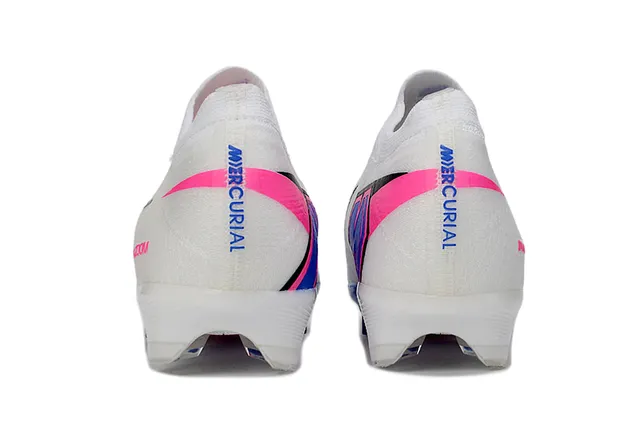 Nike White Blue Flyknit Upper Low-Cut Sock-Fit Collar Firm-Ground Soccer Shoes 4