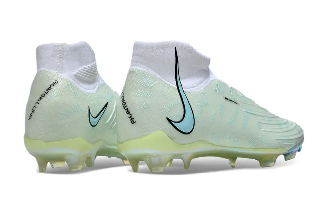 Nike White Blue High-Cut Sock-Fit Upper Iridescent Holographic Sole Firm-Ground Soccer Shoes 6