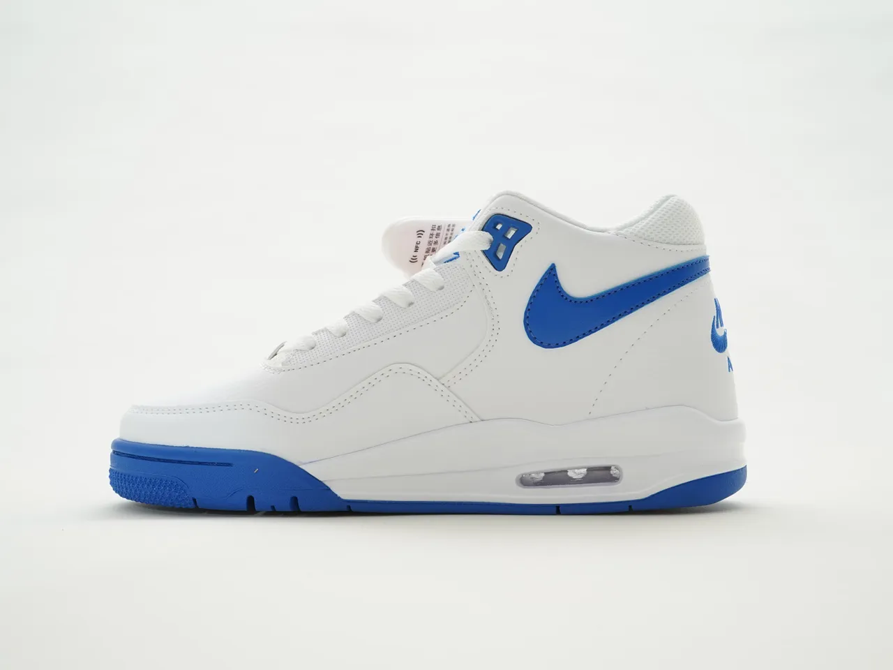 Nike White Blue High-Top Leather And Synthetic Upper Lifestyle Sneakers 9