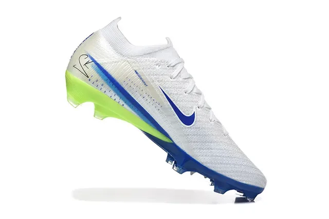 Nike White Blue Knit Upper Low-Cut Firm-Ground Soccer Shoes 3