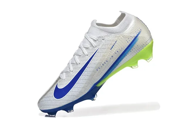 Nike White Blue Knit Upper Low-Cut Firm-Ground Soccer Shoes 4