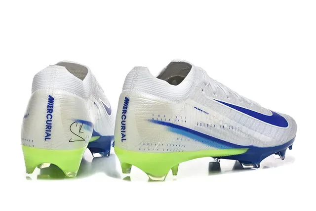 Nike White Blue Knit Upper Low-Cut Firm-Ground Soccer Shoes 5