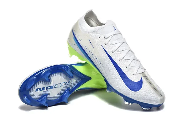 Nike White Blue Knit Upper Low-Cut Firm-Ground Soccer Shoes 7